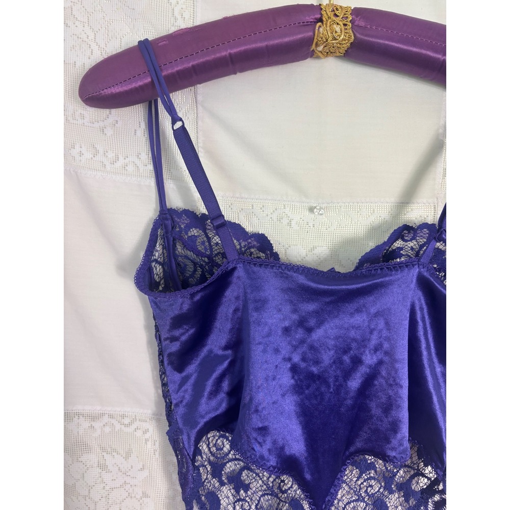 VTG Victoria's Secret Gold Label Purple Lace Teddy Bodysuit Size 36B - Picture 12 of 13